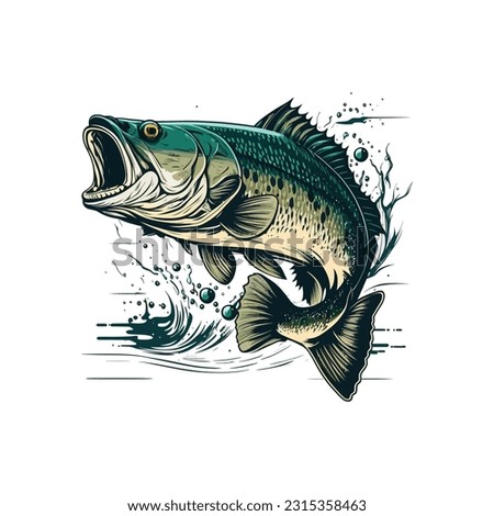 Big bass fish vector cartoon for t shirt Big bass fish t shirt design