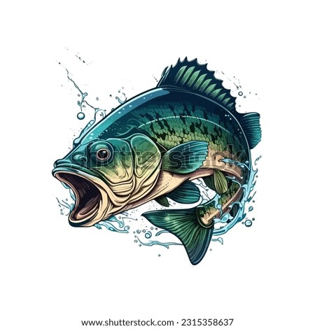 Big bass fish vector cartoon for t shirt Big bass fish t shirt design