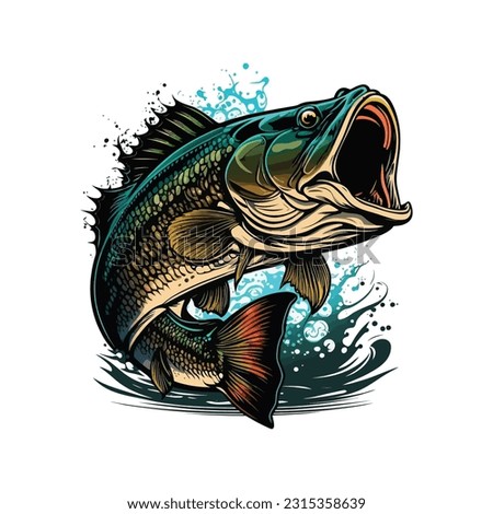 Big bass fish vector cartoon for t shirt Big bass fish t shirt design