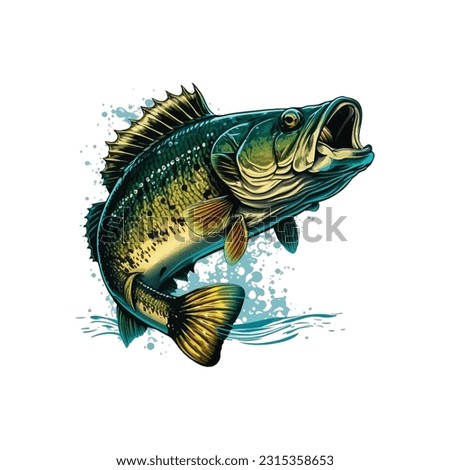 Big bass fish vector cartoon for t shirt Big bass fish t shirt design