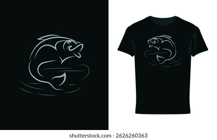 Big bass fish vector logo t shirt design