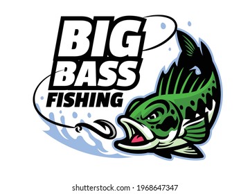 big bass fishing mascot logo