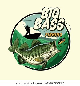 Big Bass Fishing T-Shirt Design