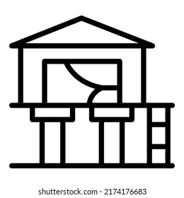 Big beach house icon outline vector. Cabin hut. Game stilt