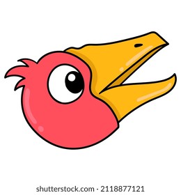 big beaked bird head, vector illustration carton emoticon. doodle icon drawing