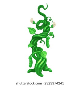 Big beanstalk on the fairy tale Jack and the Beanstalk. Vector illustration in cartoon style.