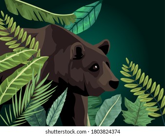 big bear animal in the landscape scene vector illustration design