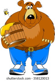 big bear with a barrel of honey, vector