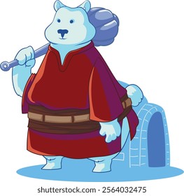 the big bear with gada infront of iglo
