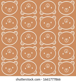 big bear head in white for seamless background, textile, etc