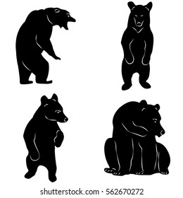 big bear, icon, style, Can be used for T-shirt printing, labels, badges, stickers, hunting, retro, with white lines,strength, power.