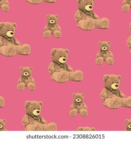big bear pattern in red background