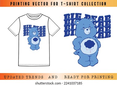 BIG BEAR printing, T-shirt Vector Printing Design, Vector Illustration for Tee mockup, ready vector for Tee printing, updated printing for Tee, new print vector for T-shirt
