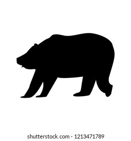 Big bear silhouette on the white background. Isolated.