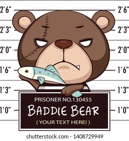 Big Bear in a theme of animate prisoner. Perfectly apply to Icon, Sign, Product or your own badge.