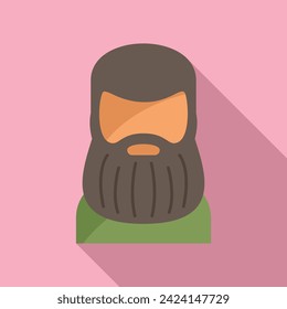 Big beard man icon flat vector. Aged adult portrait. Older facial short