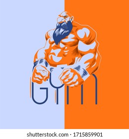 Big bearded man with muscles