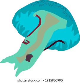 Big beautiful blue jellyfish, sea dweller, vector drawing
