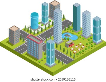 big beautiful city in isometric