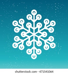 Big Beautiful Snowflake. Starry Sky background. Winter vector illustration.
