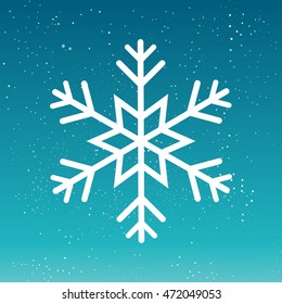 Big Beautiful Snowflake. Starry Sky background. Winter vector illustration.
