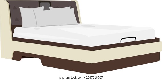 Big bed, illustration, vector on a white background.