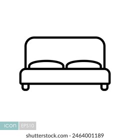 Big bed vector icon. Graph symbol for furniture, web site and apps design, logo, app, UI