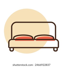 Big bed vector icon. Graph symbol for furniture, web site and apps design, logo, app, UI