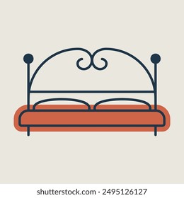 Big bed vector icon. Graph symbol for furniture, web site and apps design, logo, app, UI