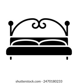 Big bed vector solid icon. Graph symbol for furniture, web site and apps design, logo, app, UI