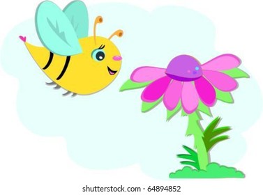 Big Bee and Pink Flower