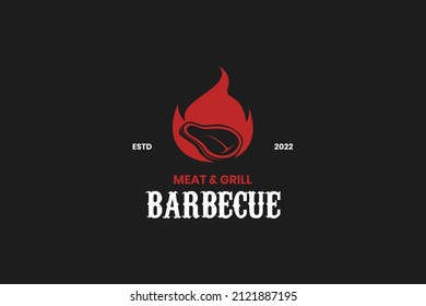 Big beef steak house retro label, emblem or logo template. vintage typography and shabby texture.