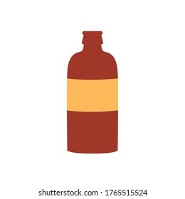 big beer bottle icon over white background, flat style, vector illustration
