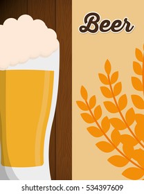 big beer glass foam with wheat leaf poster vector illustration eps 10
