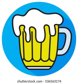 Big beer mug and beer with foam. Simple vector icon. Vector image.