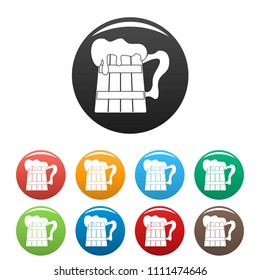 Big beer mug icon. Simple illustration of big beer mug vector icons set color isolated on white
