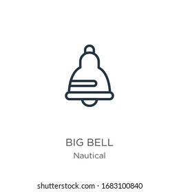Big bell icon. Thin linear big bell outline icon isolated on white background from nautical collection. Line vector sign, symbol for web and mobile