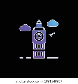 Big Ben blue gradient vector icon