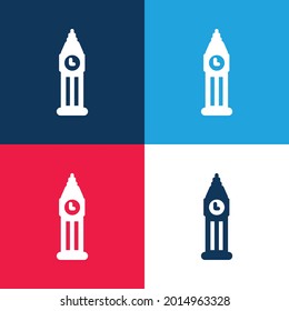 Big Ben blue and red four color minimal icon set