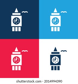Gran Ben azul y rojo cuatro colores conjunto de iconos mínimo