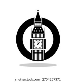 Big Ben circle logo with shadow