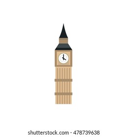 Big Ben clock icon in flat style isolated on white background. Attractions symbol vector illustration