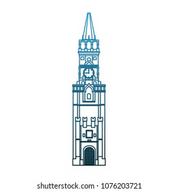 Big ben clock on blue lines