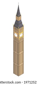 Big Ben Clock Tower. Famous Place In Isometric View