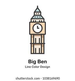 Big Ben the clock tower line color icon