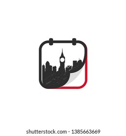 Big ben clock tower london calendar icon template