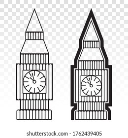 Big Ben / clock tower london line art icon for apps and websites