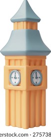 Big Ben clock tower in London. World attraction 3D plastic style vector icon. Cartoon world famous landmark places art of the United Kingdom. Realistic tourist attraction isolated on white background