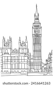 Big Ben clock tower in sketch style