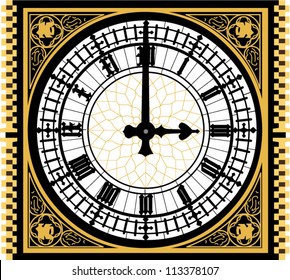 Big ben clock in very high detail - vector - layered and grouped for easy editing